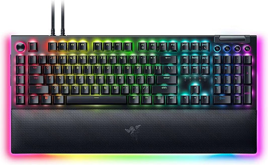 Razer BlackWidow V4 Pro Wired Mechanical Gaming Keyboard: Green Switches Tactile & Clicky - Doubleshot ABS Keycaps - Command Dial - Chroma RGB - Magnetic Wrist Rest - Snap Tap (Renewed)