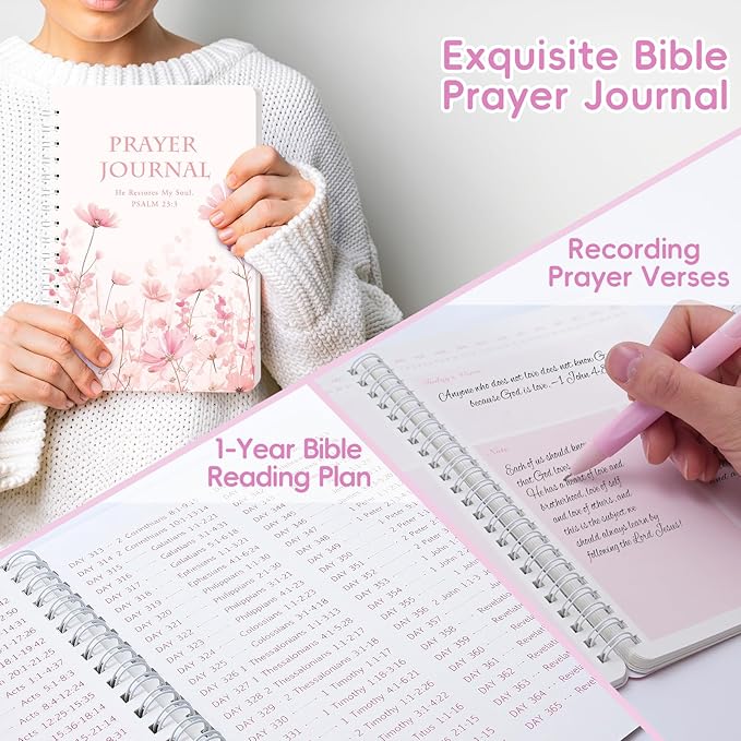 XKDOUS Bible Study Supplies Journaling Kit for Women, Bible Study Kit Journaling Supplies Includes Prayer Journal, Highlighters, Emergency Card, Pencil Case and More, Christian Gifts for Women, Pink