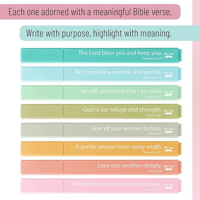 Mr. Pen- Bible Highlighters with Bible Verses, 8 Pack, Ocean, Aesthetic Highlighters, Markers No Bleed Through