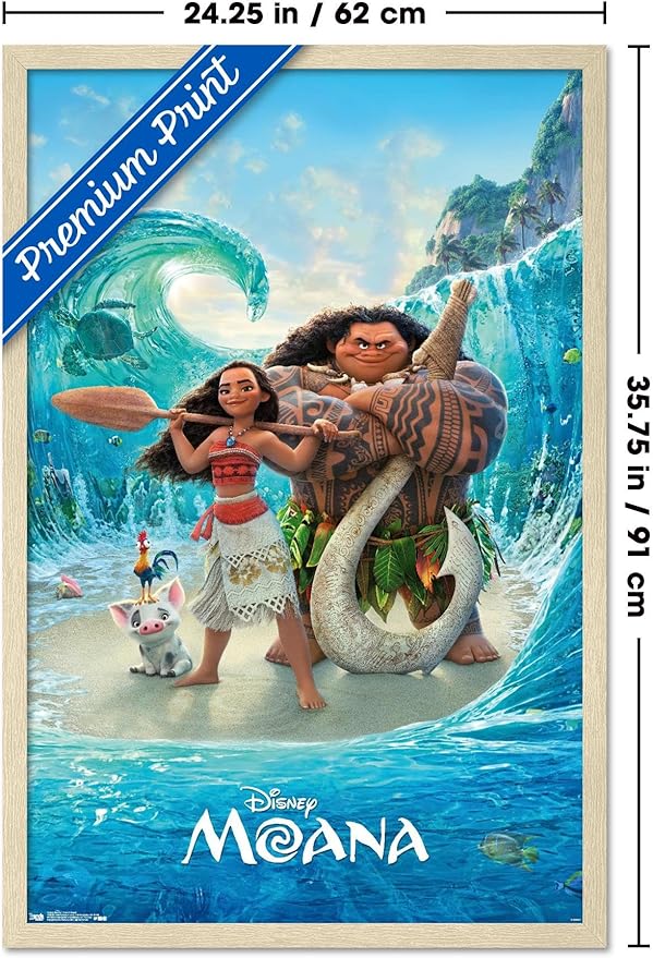 Disney Moana - Ocean Floor Wall Poster, 34L" x 22.4W", Blonde Framed Version
