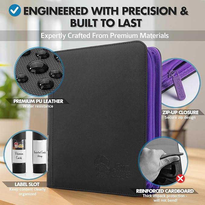 FunGuys Toploader Binder – 4 Pocket Trading Card Binder for 128 Top Loaders, Pokemon Card Binder, MTG, Yugioh, Sports Cards, TCG Storage Album, Zipper Card Collector Folder