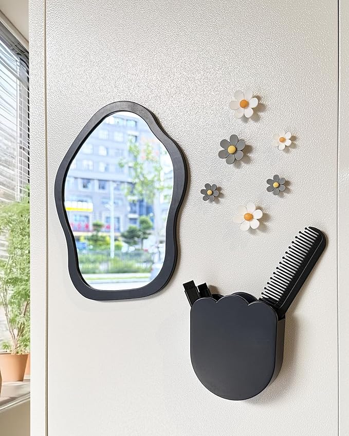 KEYDUACU 12 pcs Girls Locker Accessories, Locker Decorations Including Mirrors, whiteboards, Magnets and organizing Supplies. Ideal for Back-to-School Essentials and The Office (12 pcs-Black)