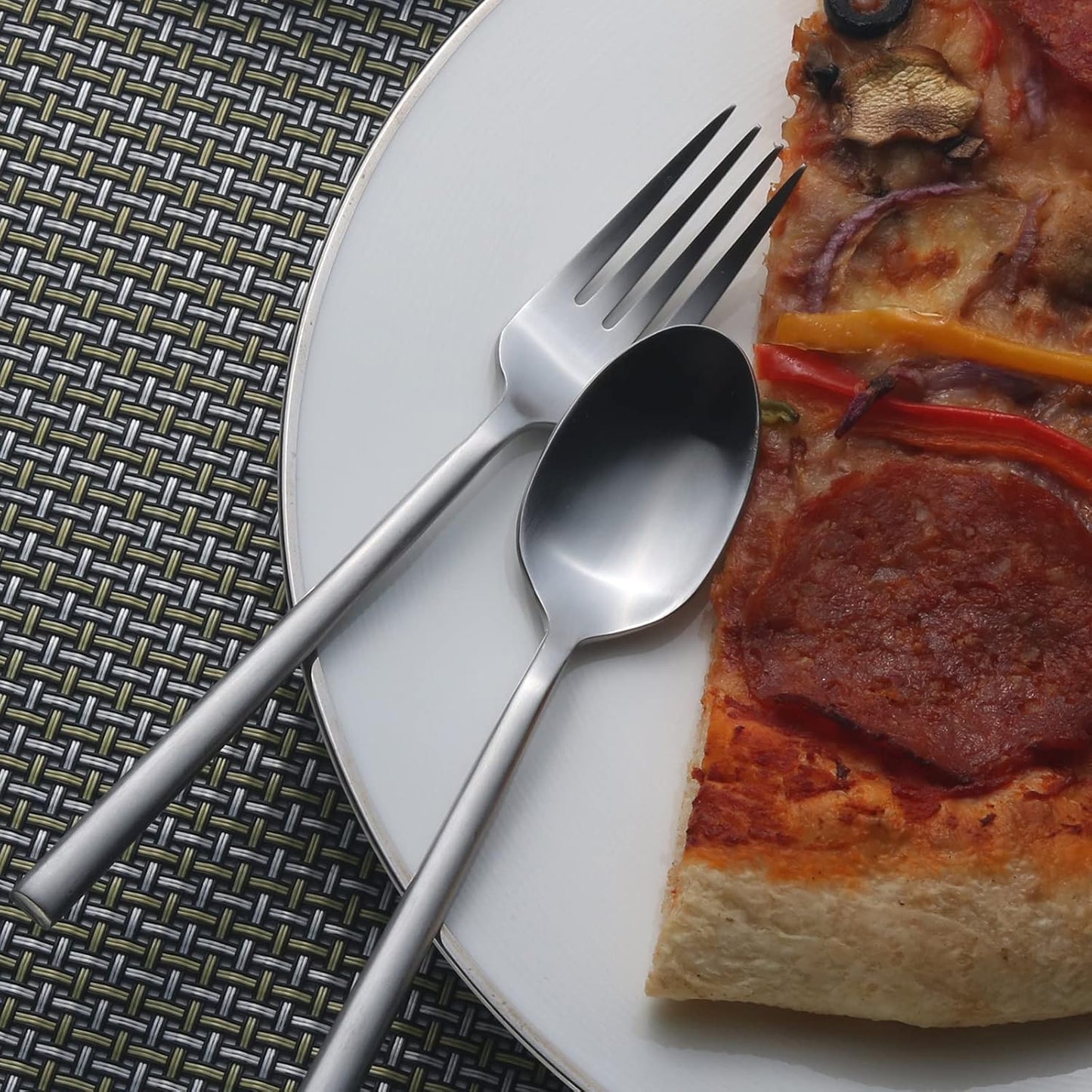 Alata Potter 40-Piece Forged Silverware Set, Service for 8 – Premium Stainless Steel Flatware Set, Modern Design with Satin Finish, Ideal for Home, Kitchen, Party, Camping