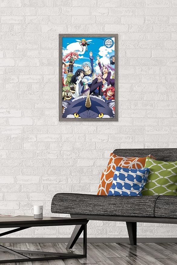 Trends International That Time I Got Reincarnated As A Slime - Group Wall Poster, 14.725" x 22.375", Barnwood Framed Version