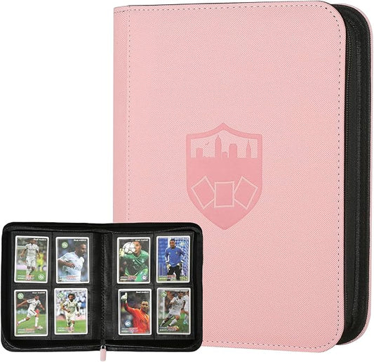 Trading Card Binder 4 Pocket, GERMUN PU Cover Card Binder for 160 Cards, Premium Trading Card Holder Folders, Double Sided Pocket Card Album for MTG, TCG (Pink)