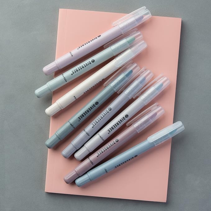 DIVERSEBEE Bible Highlighters and Pens No Bleed, 8 Pack Assorted Colors Gel Highlighters Set, Cute Bible Markers Study Journaling School Supplies and Accessories (Dusty)
