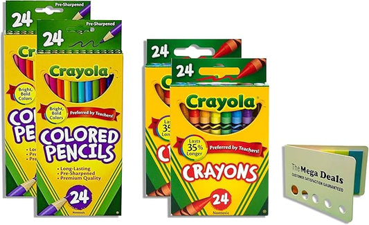 Crayola Crayons 24 Count - 2 Packs Colored Pencils 24 Count - 2 Packs