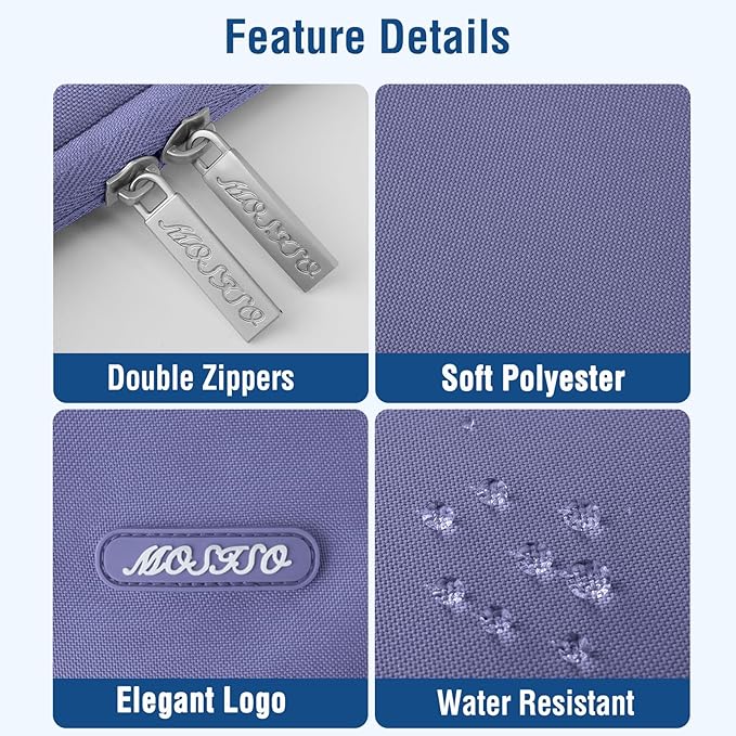 MOSISO Laptop Case 15 inch, 15 inch Laptop Sleeve Compatible with MacBook Air 15 M4 A3241 M3 A3114 M2 A2941 2025 2024 2023,Dell XPS 15,Polyester Vertical Computer Sleeve Bag with Pocket, Lavender Gray