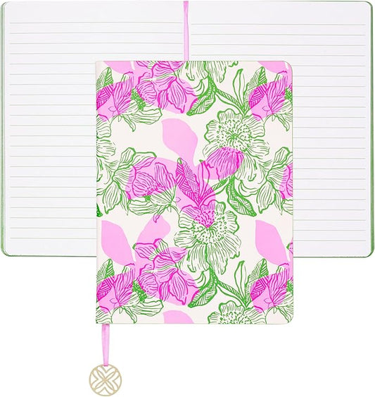Lilly Pulitzer Journal with Charm Bookmark, Hardcover Lined Notebook with 160 Pages, 6" x 8" (Sunset Shadows Home)