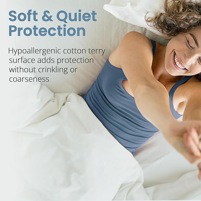 SafeRest Waterproof Twin XL Size Mattress Protector - Fitted with Stretchable Pockets - Machine Washable Cotton Blend Mattress Cover for Bed