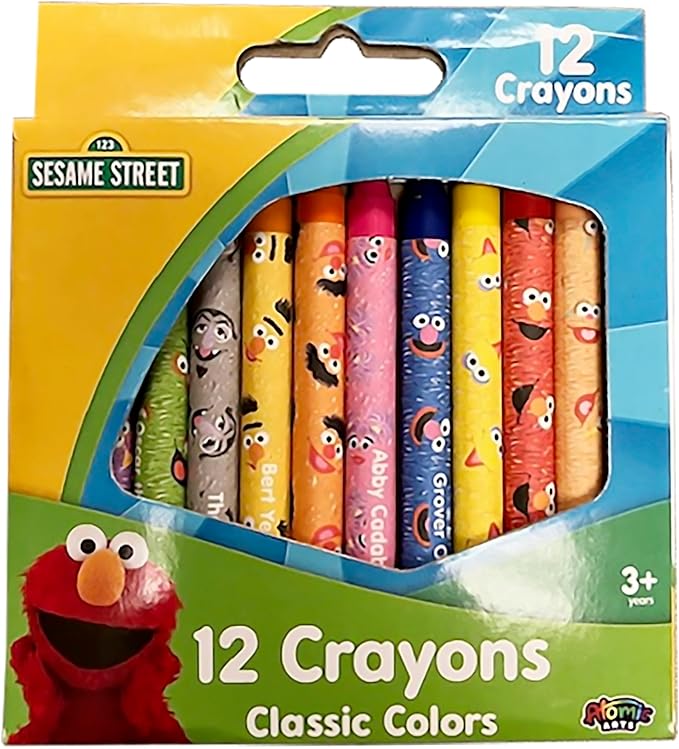 Sesame Street 12 Count Party Favors | Toddler and Kids Crayons | Assorted Colors and Non-Toxic | Great for Classrooms | Beginner (Standard)