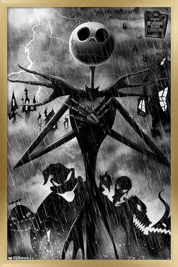 Trends International Disney Tim Burton's The Nightmare Before Christmas - Shadows Wall Poster, 34L x 22.4W, Gold Framed Version