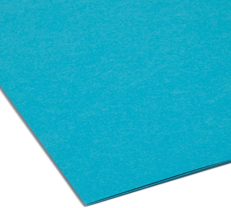 Smead Interior File Folder, 1/3-Cut Tab, Letter Size, Teal, 100 per Box, Expandable File Folders for Filing Cabinet