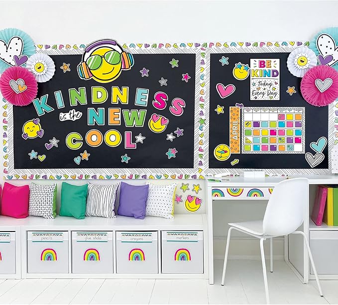Carson Dellosa Kind Vibes Motivational Mini Bulletin Board Set—Kindness Counts Header With Inspirational Messages, Homeschool or Classroom Decor (15 pc)