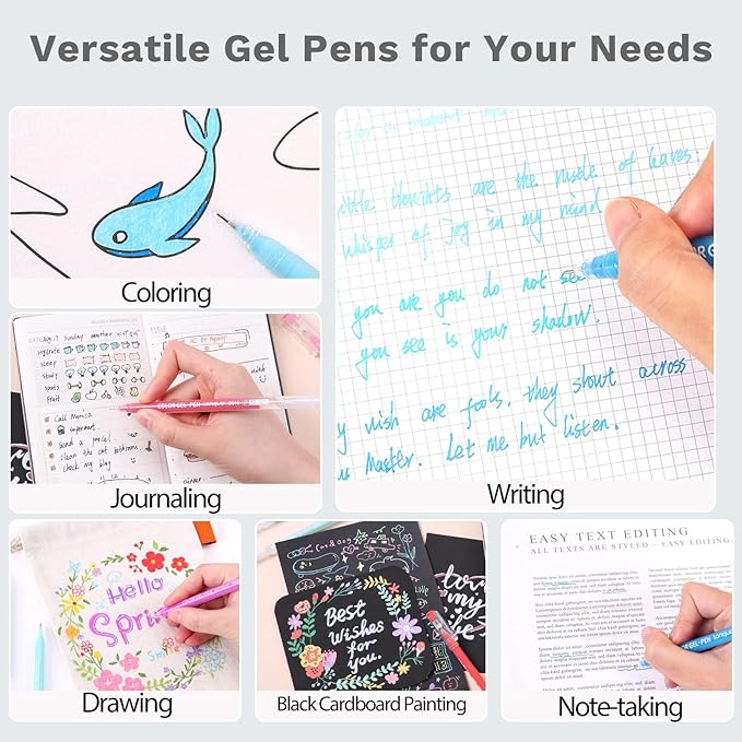 45 Colors Gel Pens for Coloring - Smooth Vibrant Colors 0.6mm Fine Point Gel Ink Pens Colored Set for Adults Artists Drawing Journaling Sketching Art Supplies