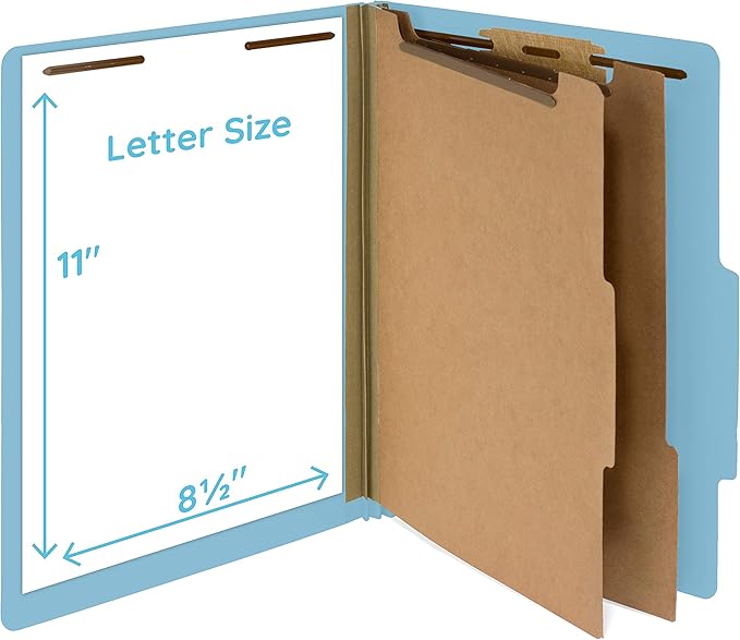 Blue Summit Supplies 10 Blue Classification Folders with 2 Dividers and 2 Inch Tyvek Expansions for Organizing Medical, Law, and Office Files