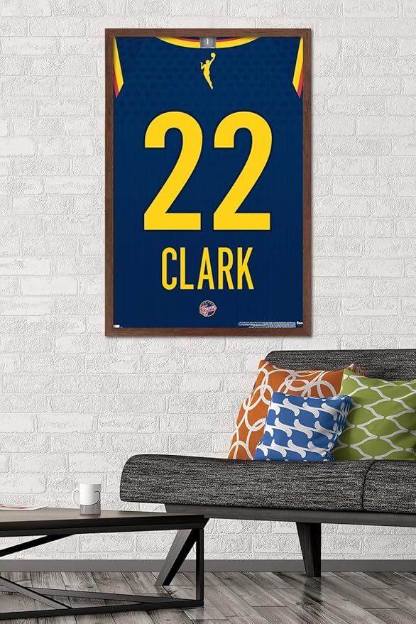 WNBA Indiana Fever - Caitlin Clark Jersey Wall Poster, 34L" x 22.4W", Mahogany Framed Version