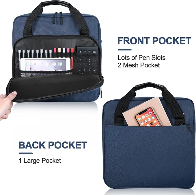 3 Ring Zipper Binder 2 Inch with Shoulder Strap 500 Sheet Capacity & Multi-Pockets for School and Office Binder Organizer, Compatible with 13-Inch MacBook/Tablet (Patent Design Dark Blue)