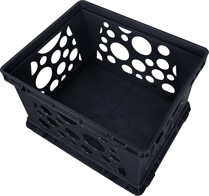 Storex Premium File Crate with Handles – Letter and Legal Document and Folder Storage, Black, 3-Pack (61546A03C)