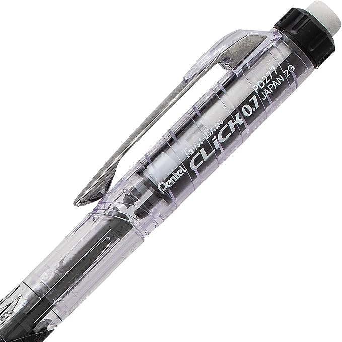 Pentel Twist-Erase Click Mechanical Pencil (0.7mm), Pack of 6 Pencils with 2 Pack of Lead Refills (PD277TLBPS6M)