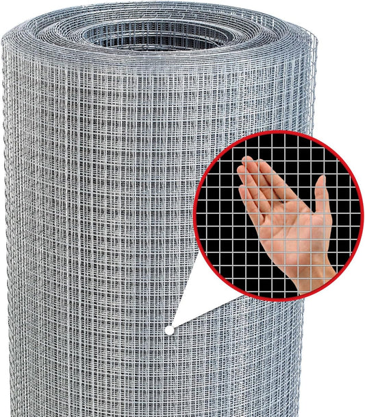 Hardware Cloth,1/4inch 24inx50ft 23 Gauge,Double-Layer Hot-Dip Galvanizing After Welding,Chicken Wire Fence Wire Mesh Fence Poultry Netting Garden Fence Tree Guard Rolls