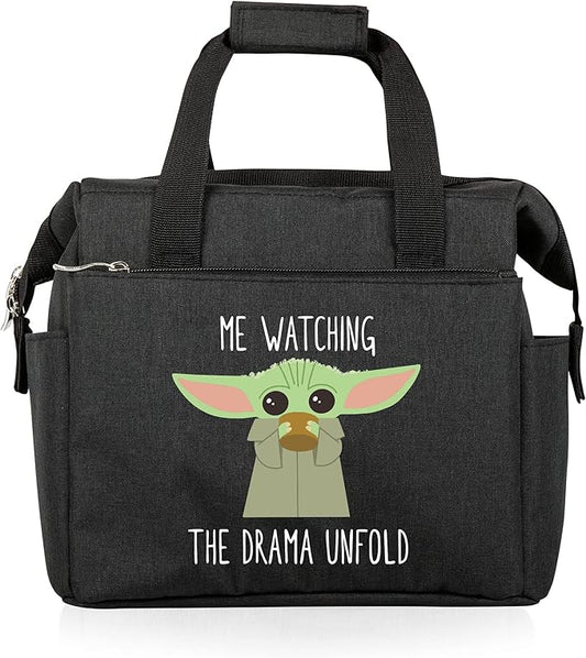 PICNIC TIME Star Wars Mandalorian Grogu On The Go Lunch Bag, Soft Cooler Lunch Box, Insulated Lunch Tote, Leak-Resistant Work Lunchbox, Reusable Thermal Cooler Bag, (Black)