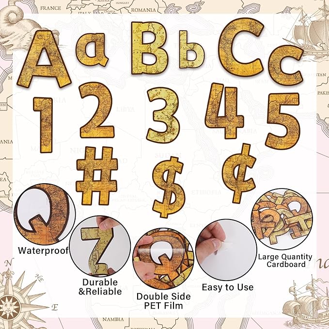 chiazllta 266 Pcs Letters Combo Pack Set Bulletin Board Letters Travel The Map Letters and Number Accents for Kids Bulletin Board Display Home School Classroom Decor