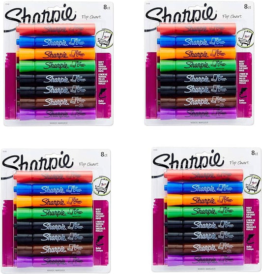 Sharpie 22480PP Flip Chart Markers, Bullet Tip, Assorted Colors, 32 Markers