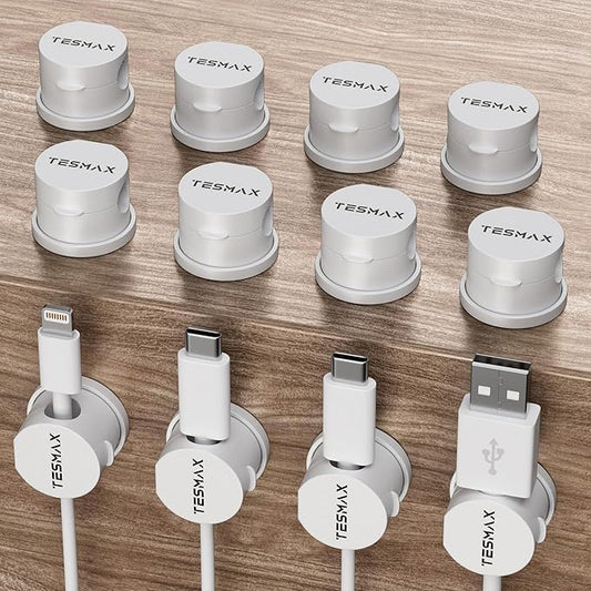 Magnetic Cable Clips 360° Rotation Cord Holder, 12 Pack Cord Organizer 1s Lock Cable Smooth Adjustable Desk Organizers and Accessories, Adhesive Cord Clips for Nightstand,Phone,Wall,Car,Home Office