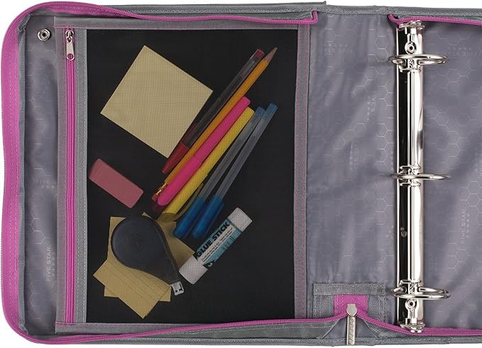 Five Star Sewn Zipper Binder, Fabric, 2 Inch 3 Ring Binder With 4 Inch Capacity, Assorted Colors, Color Selected For You, 1 Count (Pack of 1)