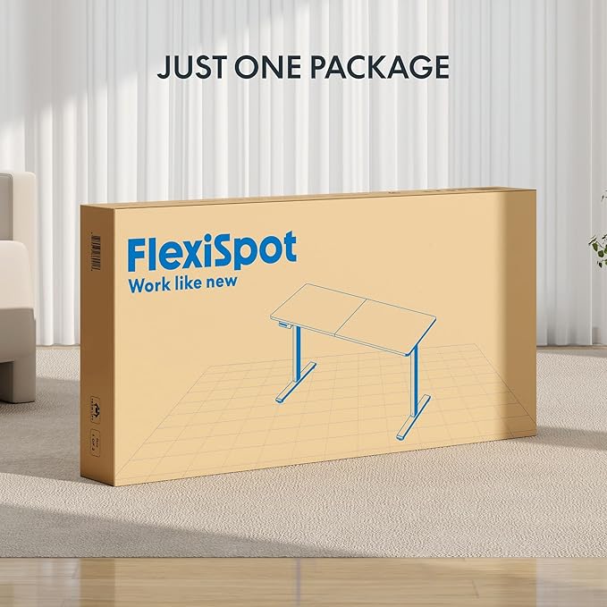 FLEXISPOT Standing Desk Electric Height Adjustable Desk with 48 x 24 Inches Splice Board, Ergonomic Memory Controller, Maple Top + White Frame