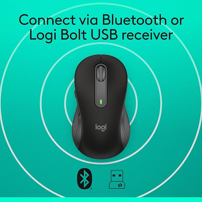 Logitech Signature M650 Wireless Mouse - for Small to Medium Sized Hands, 2-Year Battery, Silent Clicks, Customizable Side Buttons, Bluetooth, Multi-Device Compatibility - Black (Renewed)