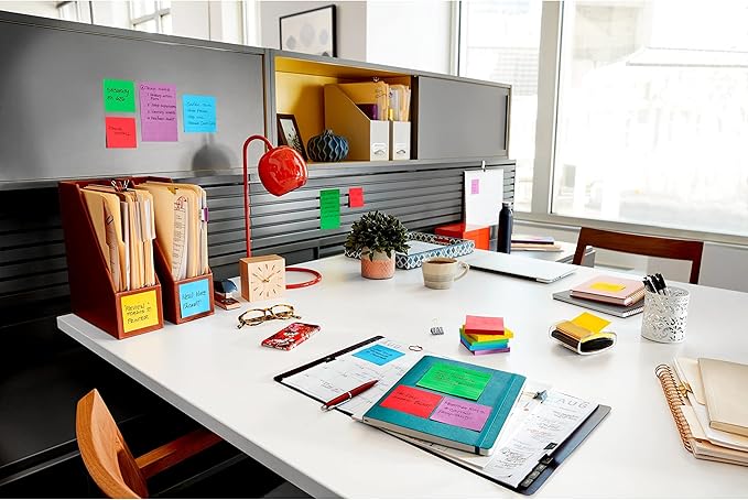 Post-it Super Sticky Notes, 5 Sticky Note Pads, 3 x 3 in., Ideal for Organization in Your Dorm, Home or Office, Single Color Packs Collection, Purple Iris