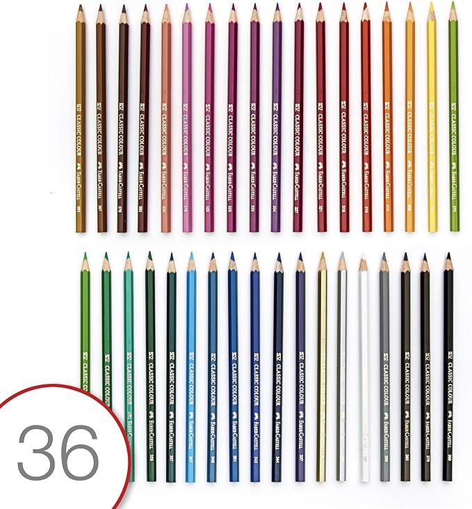 Faber-Castell Classic Colored Pencils Tin Set, 36 Vibrant Colors In Sturdy Metal Case - Premium Children's Art Products