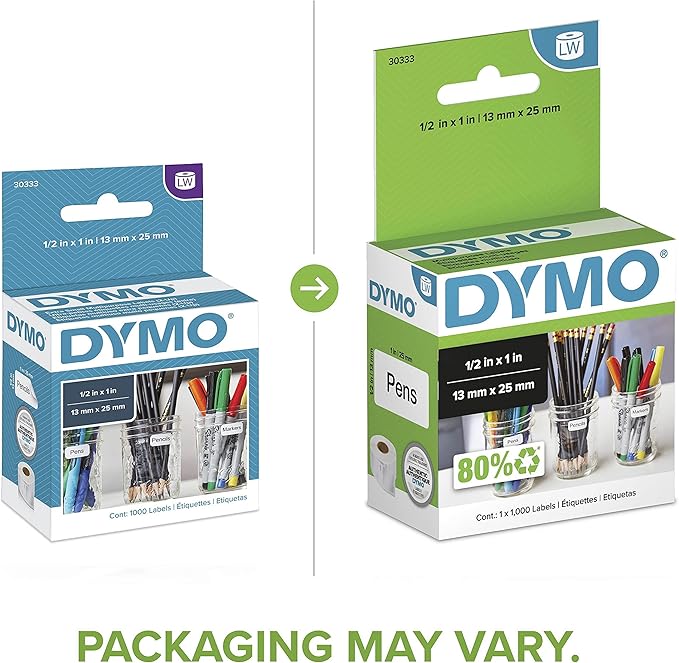 DYMO Multi-Purpose Labels White Extra Small | Self-Adhesive | For LabelWriter Printers | 1/2" x 1" | 1000 Labels, Pack of 10