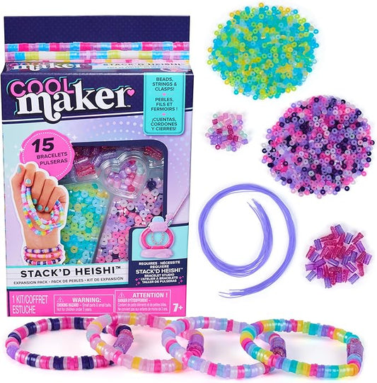 Cool Maker, Stack’d Heishi Expansion Pack Bead Kit, Bracelet Making Kit with Over 1300 Beads for Bracelets, Makes 15, Arts and Crafts Kids Toys for Girls Ages 7 and up