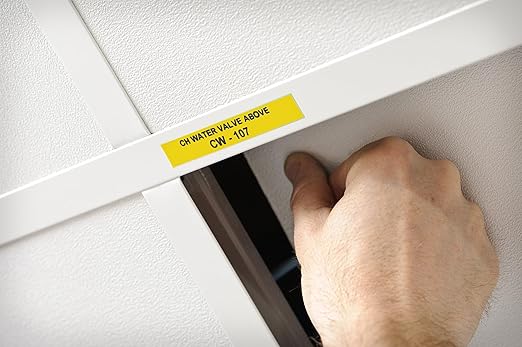 Brady Authentic (M4C-1000-595-YL-BK) All-Weather Vinyl Labels 1 in W x 25ft Black on Yellow. for use with BMP41, BMP51, M410, M510, and M511 Label Printers.