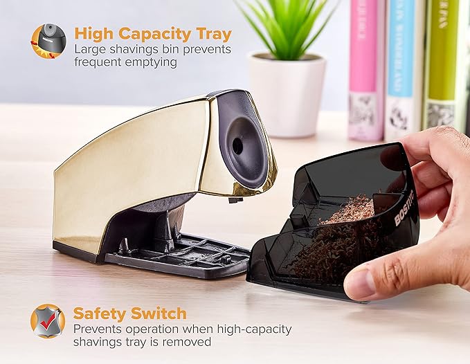 Bostitch Office Electric Pencil Sharpener, Heavy Duty Powerful Stall-Free Motor, High Capacity Shavings Tray, for Office or Classroom, Metallic Purple