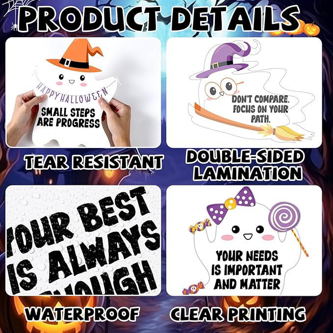 Halloween Ghost Bulletin Board Set Classroom Decorations Cute Ghost Paper Cutouts Halloween Theme Motivational Inspirational Bulletin Board for School Classroom Home Office Wall Door Decor Supplies
