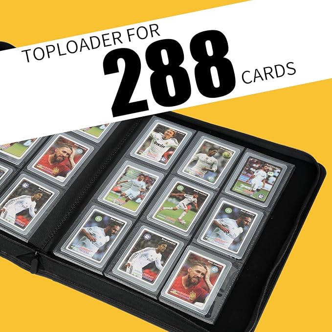 Toploader Binder,Toploader Hard Cases, 9-Pocket Pages Sleeves Hold up 288 Cards.Toploader Card Binder with Sleeves for “3×4” rigid，Card Holder(Hermes Orange)