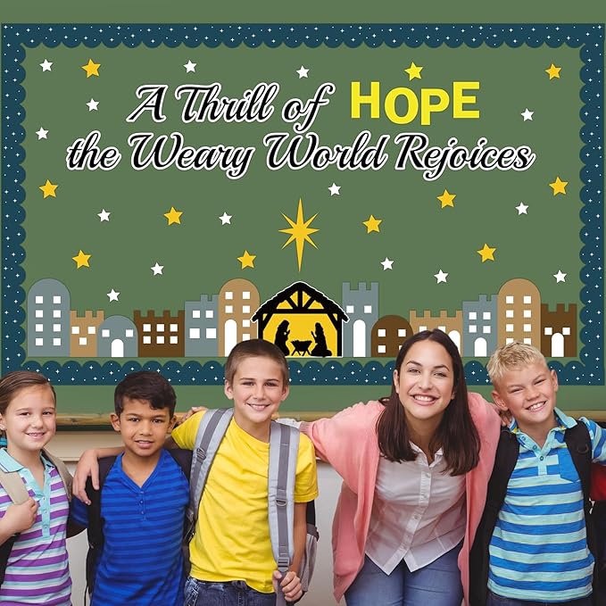 Nativity Bulletin Board Set Classroom Decorations Religious Christmas Paper Cutout with Jesus Christian Advent Bulletin Board Nativity Scene Cutout for Sunday School Xmas Holiday Church Decor Supplies