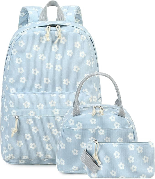 Bluboon School Backpack Set Girls Womens Laptop Bookbag Casual Daypack Fits 15 inch Laptop with Lunch Tote Bag and Pencil Bag
