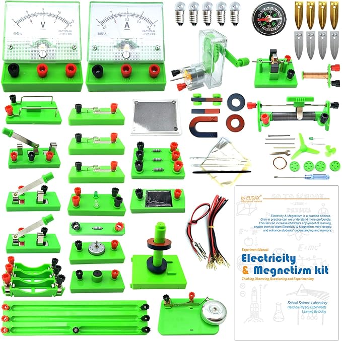 EUDAX School Physics Labs Basic Electricity Discovery Circuit and Magnetism Experiment kits for High School Students Electromagnetism Elementary Electronics