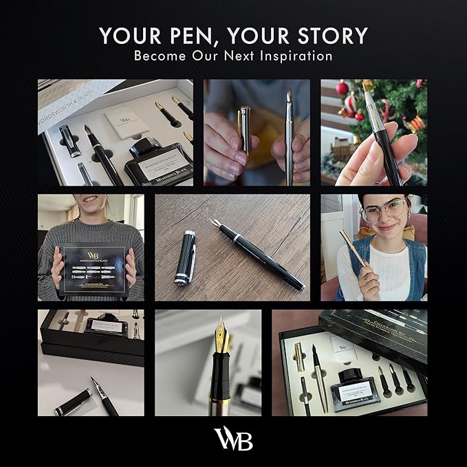 Wordsworth & Black Calligraphy Pen Gift Set, Includes Bottle, 6 Cartridges, Refill Converter, 6 Replacement Nibs, Premium Package, Journaling, Smooth Writing Pens [Red Chrome]
