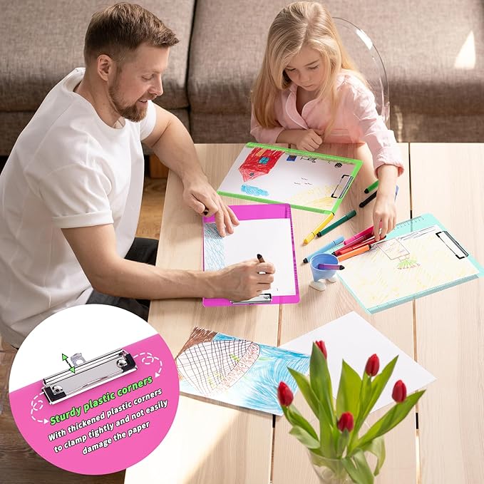 20 Pcs Plastic Clipboards Bulk with Scale Lines 20 Assorted Colors Clear Colored Clip Board 12.5 x 9 in Standard A4 Letter Size Low Profile Clipboard Portable for Classroom Office Supplies Students