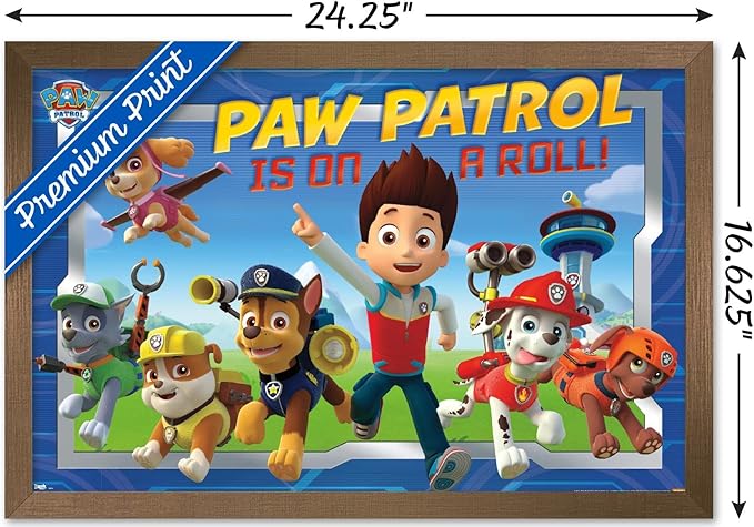 Nickelodeon Paw Patrol - Crew Wall Poster, 22.4L" x 14.7W", Bronze Framed Version