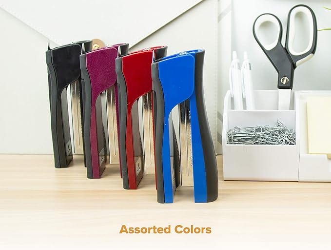 Bostitch Office Dynamo 4 in 1 Standup Stapler, Includes 420 Staples, 20 Sheet Capacity, Integrated Pencil Sharpener, Staple Remover & Staple Storage, Magenta