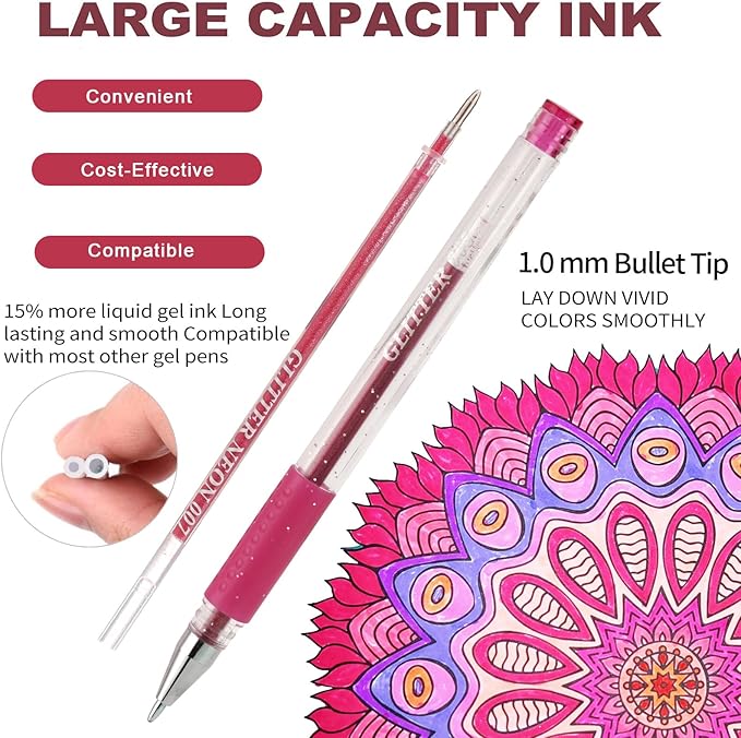 48 Pack Pastel Gel Pens, 24 Colored Gel Pen with 24 Refills,40% More Ink Write Smooth for Adults Coloring Books Drawing Doodling Scrapbooks Bullet Journaling