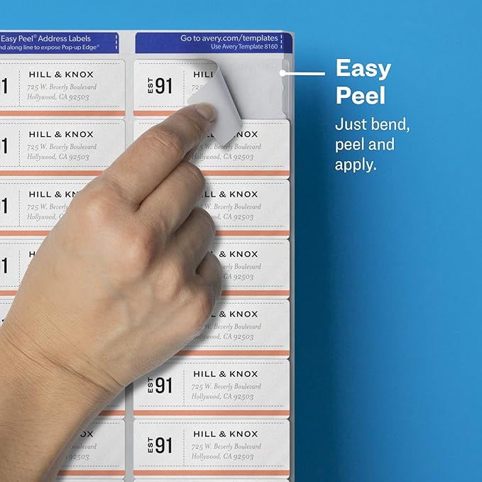 Avery Matte Clear Address Labels, Sure Feed Technology, Laser, 1" x 2-5/8", 750 Labels, 5 Packs (5630)