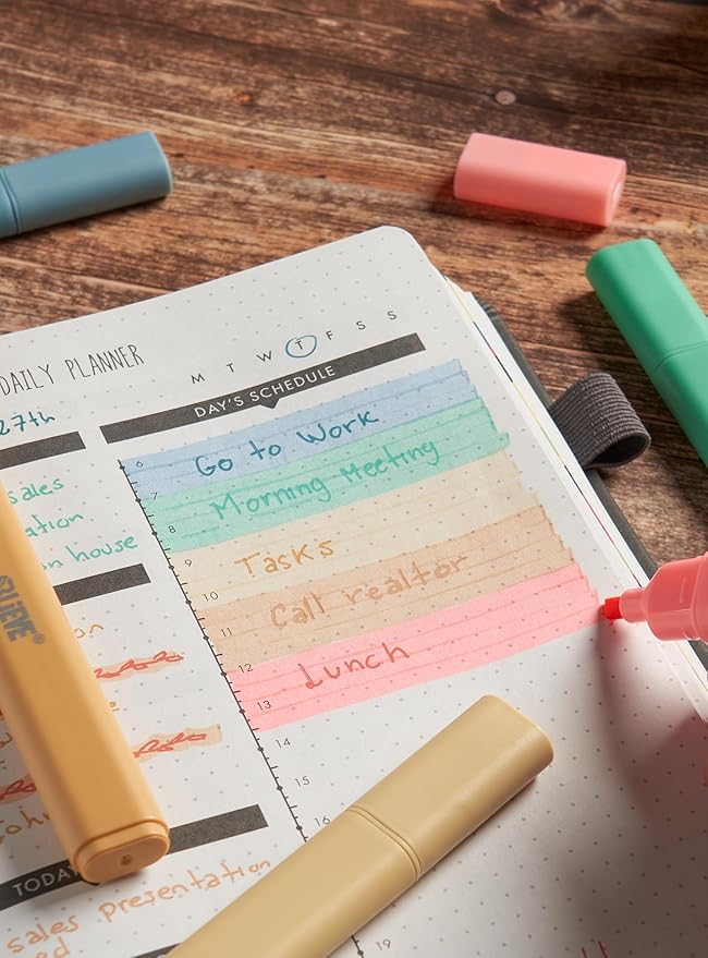 BLIEVE- Aesthetic Highlighters No Bleed Through Assorted Colors, Cute Highlighter For Journaling Office Supplies And Accessories, Bible Highlighters And Pens No Bleed Chisel Tip (VINTAGE)
